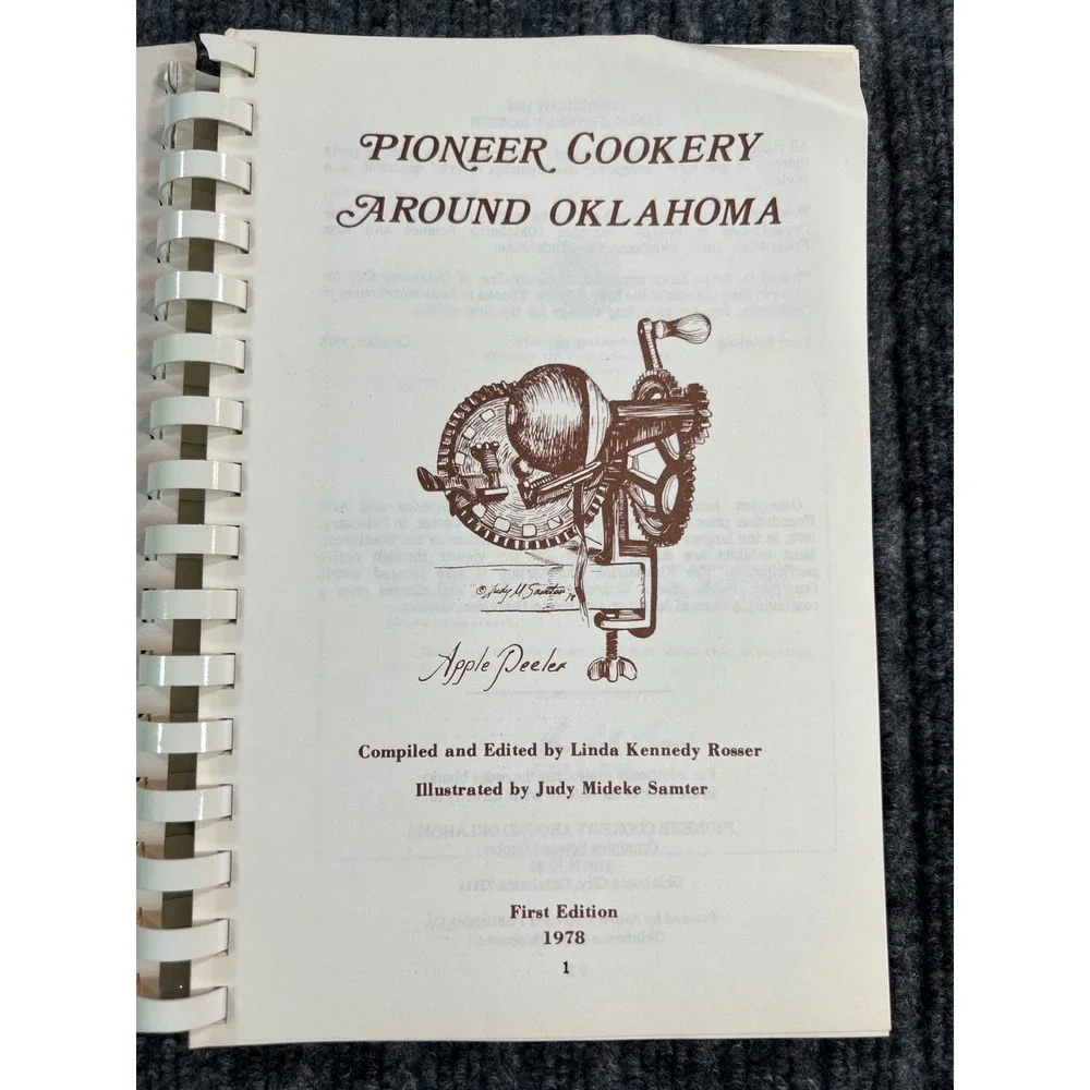 Pioneer Cookery Around Oklahoma Cookbook 1978 Tan Spiral Bound First Edition